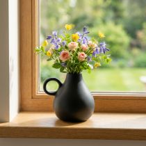 Artikel Mini Keramikvase Schwarz Henkel Keramik Deko H8,5cm