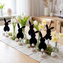 Artikel Aufsteller Tischdeko Osterhasen Filz Schwarz 19cm 12St