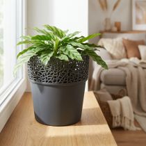 Artikel Übertopf Kunststoff Blumentopf Anthrazit Ø14,5cm H15,5cm