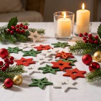 Artikel Streudeko Weihnachten Holzsterne Rot/Weiß/Grün Ø3,5cm 72 St
