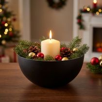 Artikel Kerzenhalter Schwarz Silber Weihnachtsdeko Ø13cm H6,5cm