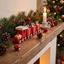 Artikel Holzzug mit Geschenkboxen, Rot-Weiß, 2er Set, 18x3x4,5 cm - Weihnachtsdekoration