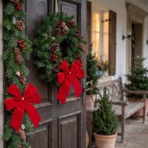 Artikel Dekoschleife Rot Samtschleife 4cm breit Weihnachtsschleife für draußen 15×18cm 2St