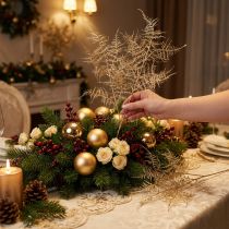 Artikel Künstlicher Farn Weihnachten Zierfarn Champagner 54cm 2St