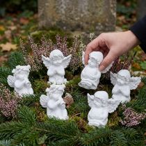 Artikel Deko Engel mit Herz Grabschmuck Weiß Polyresin H5cm 6St