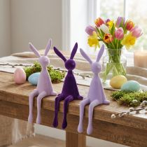 Artikel Kantenhocker Hase Osterhäschen beflockt Lila Flieder 36cm 3 St