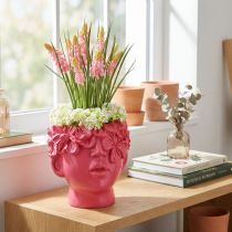 Artikel Pflanzkopf Polyresin Büste Übertopf Pink 13,5×13×14cm