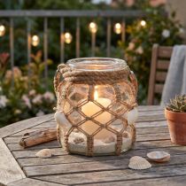 Artikel Deko Glas Makramee Muscheln Tischdeko Hängedeko Ø14cm
