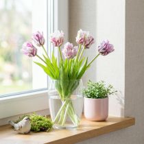 Artikel Tulpen künstlich Papageientulpen Lila Strauß mit 5 Blüten 40cm