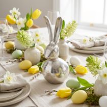 Artikel Deko Hase Metall Ostern in Silber Rund Ø12cm H25cm