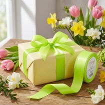 Artikel Geschenkband Dekoband Webkante Limettengrün 40mm 50m