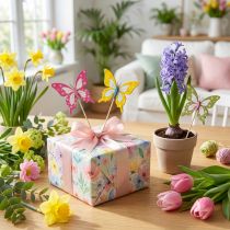 Artikel Blumenstecker Bastelbedarf Schmetterlingsmotiv zur Verschönerung von Geschenkverpackungen 28,5cm 12St