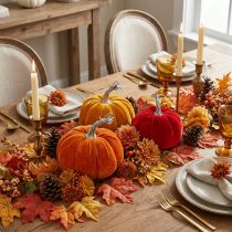 Artikel Stoff Kürbis als Tischdeko Herbstdeko 13cm 3St