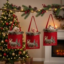 Artikel Weihnachtstasche Rot mit Fell 15,5cm x 18cm 3 St