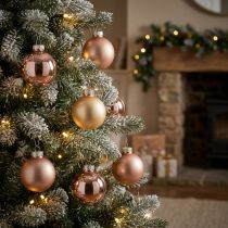 Artikel Glaskugeln Weihnachtskugeln Glas Gold Rosé Ø4cm 24 St
