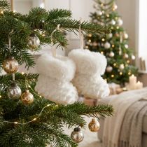 Artikel Stiefel mit Fell Stiefelchen Christbaumschmuck Weiß 7cm 2St
