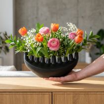 Artikel Vase Keramik Schiff Tischdeko Schwarz Abstrakt Modern H15cm