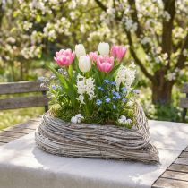 Artikel Pflanzherz Pflanzschale Rattan Herz Weiß Natur 28x34cm