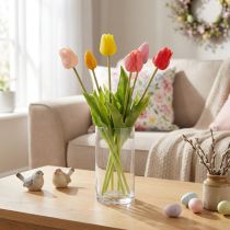 Artikel Kunstblumen Tulpenstrauß bunt realistische Dekoration hochwertig für Zuhause 43cm 7St