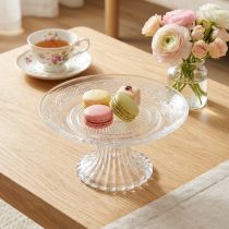 Artikel Glasteller auf Fuß Flache Glasschale mit Muster Klar Ø15cm