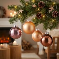 Artikel Weihnachtsbaumkugeln aus Glas Rosa Apricot Ø6cm 24 St