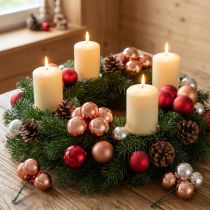Artikel Spiegelbeeren Weihnacht Glas Apricot Silber Ø40mm 32 St