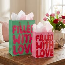 Artikel Geschenktüte mit Henkeln „Filled with Love“ H36/23cm 2er-Set
