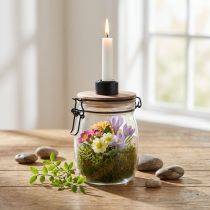 Artikel Stabkerzenhalter Deko Glas mit Verschluss Ø10cm H16cm