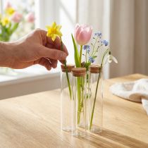 Artikel Reagenzglas Deko Vase mit Kork Deckel Ø4cm H18cm 6 St