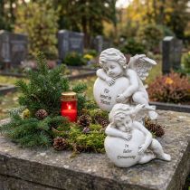 Artikel Engel Figur Herz Grabdeko mit Inschrift Dekoration für Trauer 13cm 2St