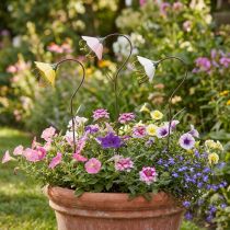 Artikel Gartenstecker Blume Metallblumen Gelb Rosa Weiß 49cm 3 St