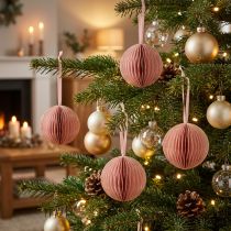 Artikel Wabenkugel Weihnachten Apricot Rosa 7cm 4 Stk Deko