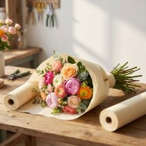 Artikel Blumenkrepp Champagner Creme B10cm L250cm 2St