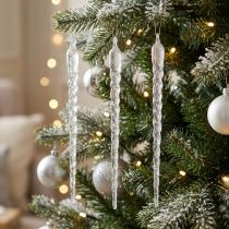 Artikel Winterdeko Eiszapfen zum Hängen Klar Silber 28cm 3St