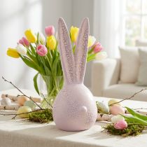 Artikel Hasenkopf Osterhase in Rosa Gold Krakelee 16,5x16x40cm