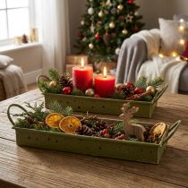 Artikel Deko Tablett Weihnachten Grün Sterne 49cm/43cm 2er-Set