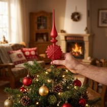 Artikel Weihnachtsbaumspitze Rot Christbaumspitze Glas H34cm 1 St