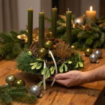 Artikel Christbaumkugeln Glas glänzend in Oliv & Silbergrau 5cm 24 St