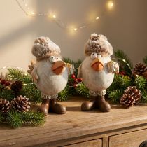 Artikel Weihnachtsfiguren Vogel mit Mütze Beige 11,5x8x14cm 2St