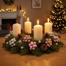 Artikel Mini Weihnachtskugel Glas Spiegelbeeren Rosa Creme Ø20mm 140 St