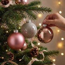 Artikel Weihnachtskugeln Rosa Grau Glas Kugeln Ø7,5cm 14 St