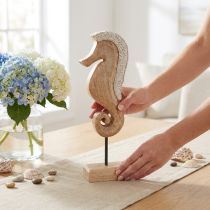 Artikel Seepferdchen Deko mit Perlen Maritime Tischdeko Holz 28cm
