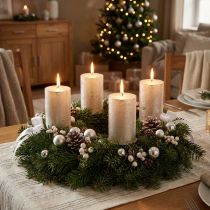 Artikel Durchgefärbte Stumpenkerzen Platin 4er Set 60x80mm - Edle Deko für Adventskranz & Tisch