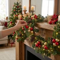 Artikel Tannengirlande künstlich 160cm, Weihnachtsschmuck, Wand- & Fensterdeko, Zedernoptik