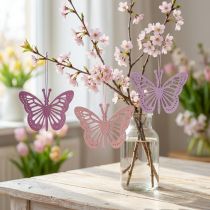 Artikel Deko Schmetterlinge Dekohänger Lila/Pink/Rosa 12cm 12St