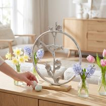 Artikel Tischdeko Frühling, Dekoring Vogel Deko Silbern H32,5cm