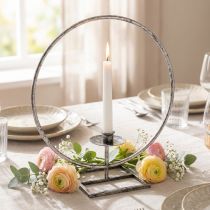 Artikel Dekoring Metall Stabkerzenhalter Silbern Shabby Chic Ø32cm