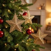 Artikel Christbaumschmuck, Adventsdeko, Stern-Anhänger Golden B20,5cm 6 St