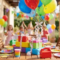 Artikel Kräuselband mit Luftballons Dekoband Weiß, Bunt 10mm 250m