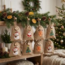 Artikel Geschenktasche Weihnachten Jutebeutel Natur 10×13cm 8St